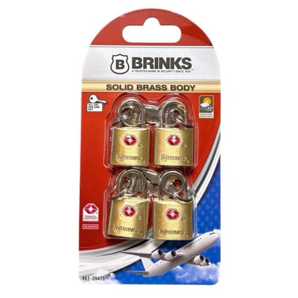 NEW Brinks "TSA" Travel Sentry Luggage Locks Solid Brass 4-Pack, 161-20471, 22mm